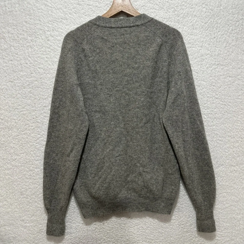 Vintage Marshall Fields Men's Cardigan Size L‎ Gray 100% Lambswool Made In USA